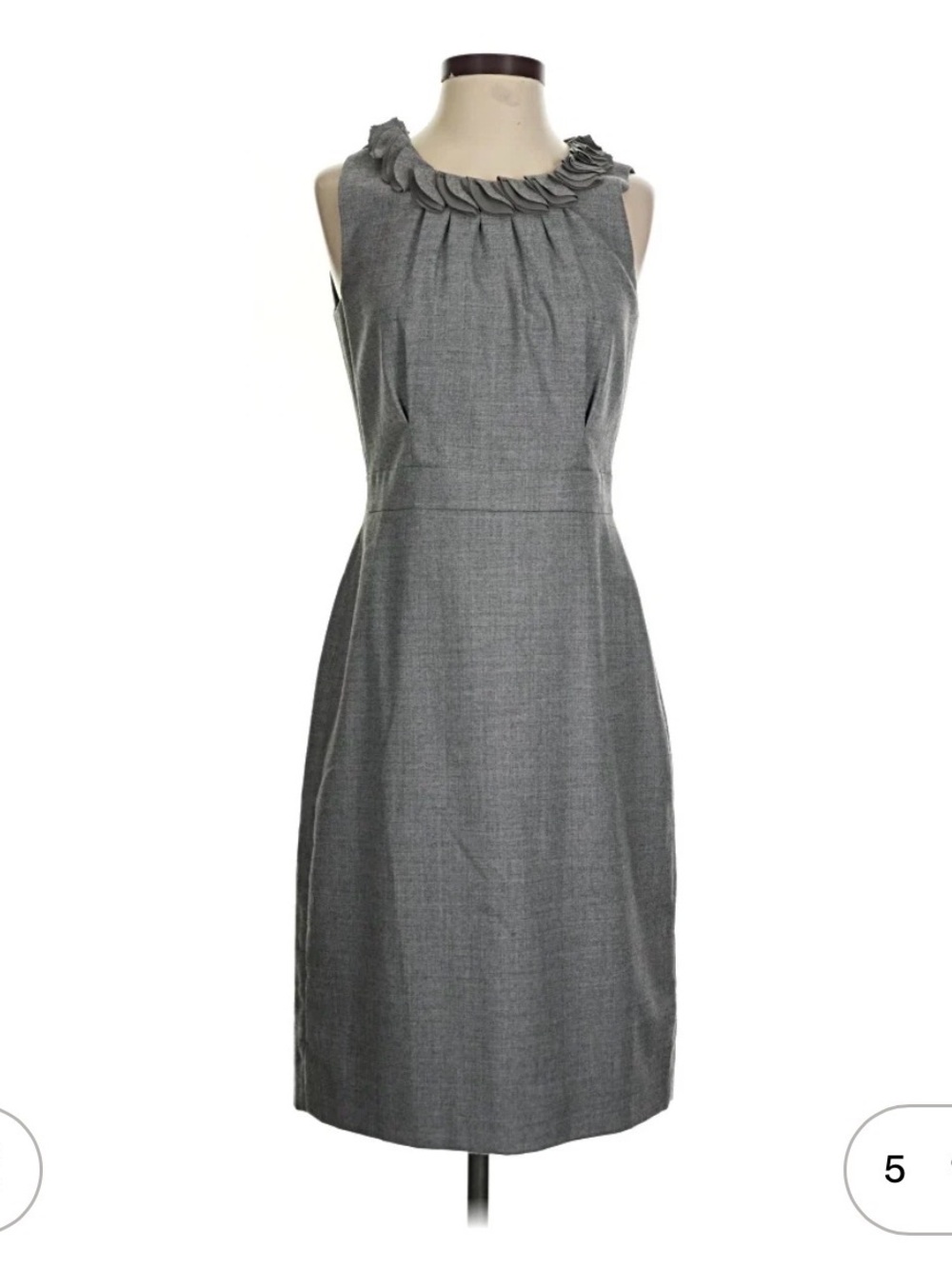 J. Crew Gray vintage Sleeveless Sheath Dress with Ruffle Neckline